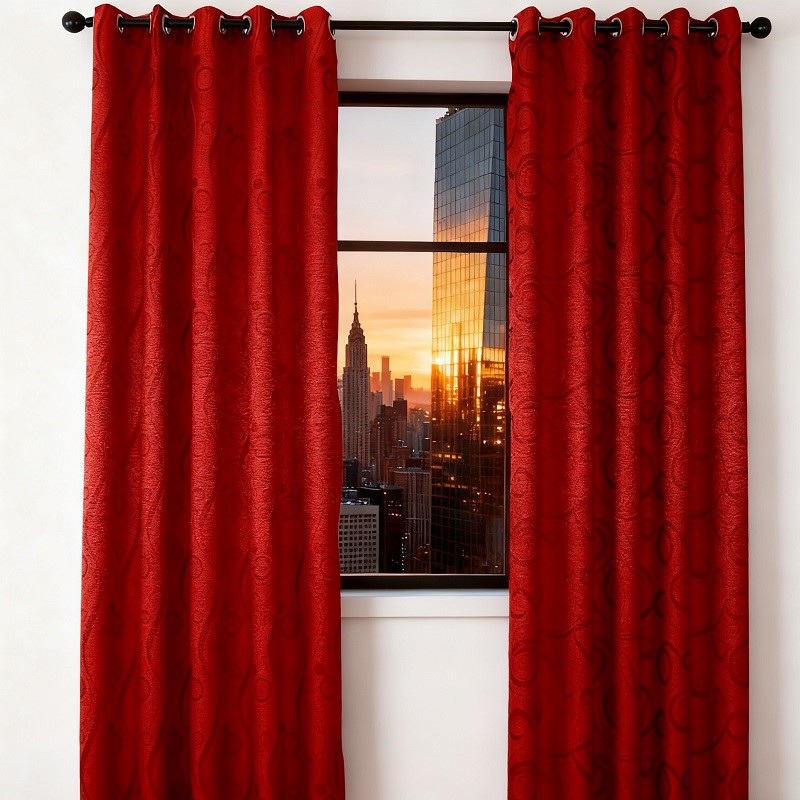 Red Catonic Jacquard cortinam